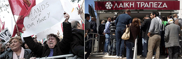 Cyprus anti-Bail-in protest and bank run