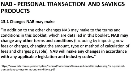 Bank terms and conditions - NAB